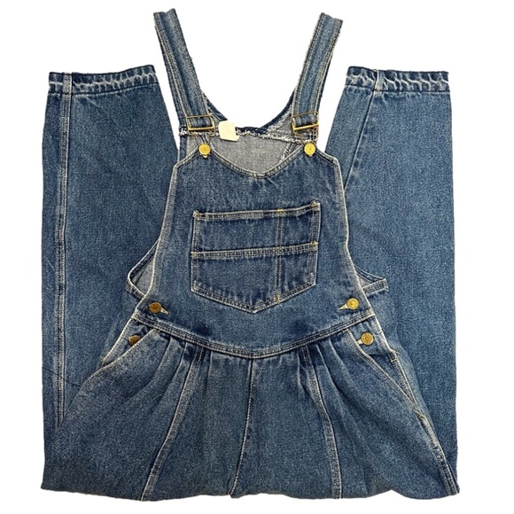 Pants - Vintage overalls denim medium wash blue mom jean 90s no stretch